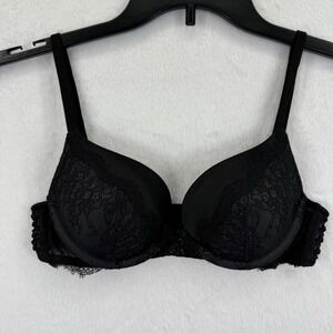 Victoria's Secret Push Up‎ Bra Black Lace Detail Accents 32B READ